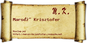 Marsó Krisztofer névjegykártya